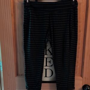 Striped Black and Gray Womens Legging Capris
